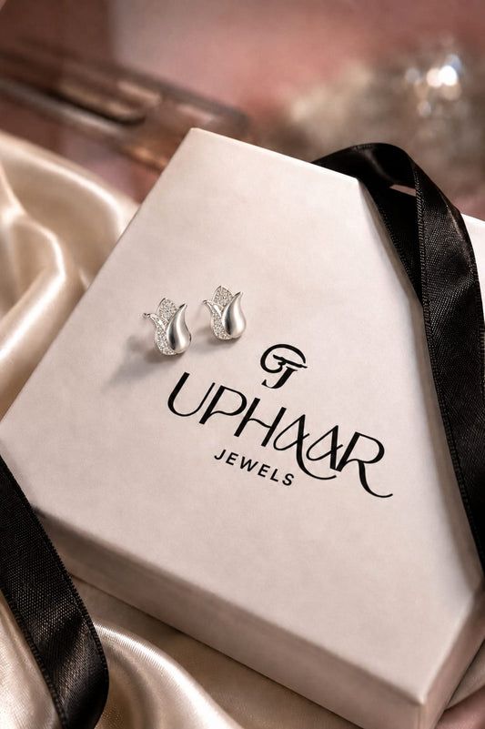 Fancy White Tulip 925 Studs
