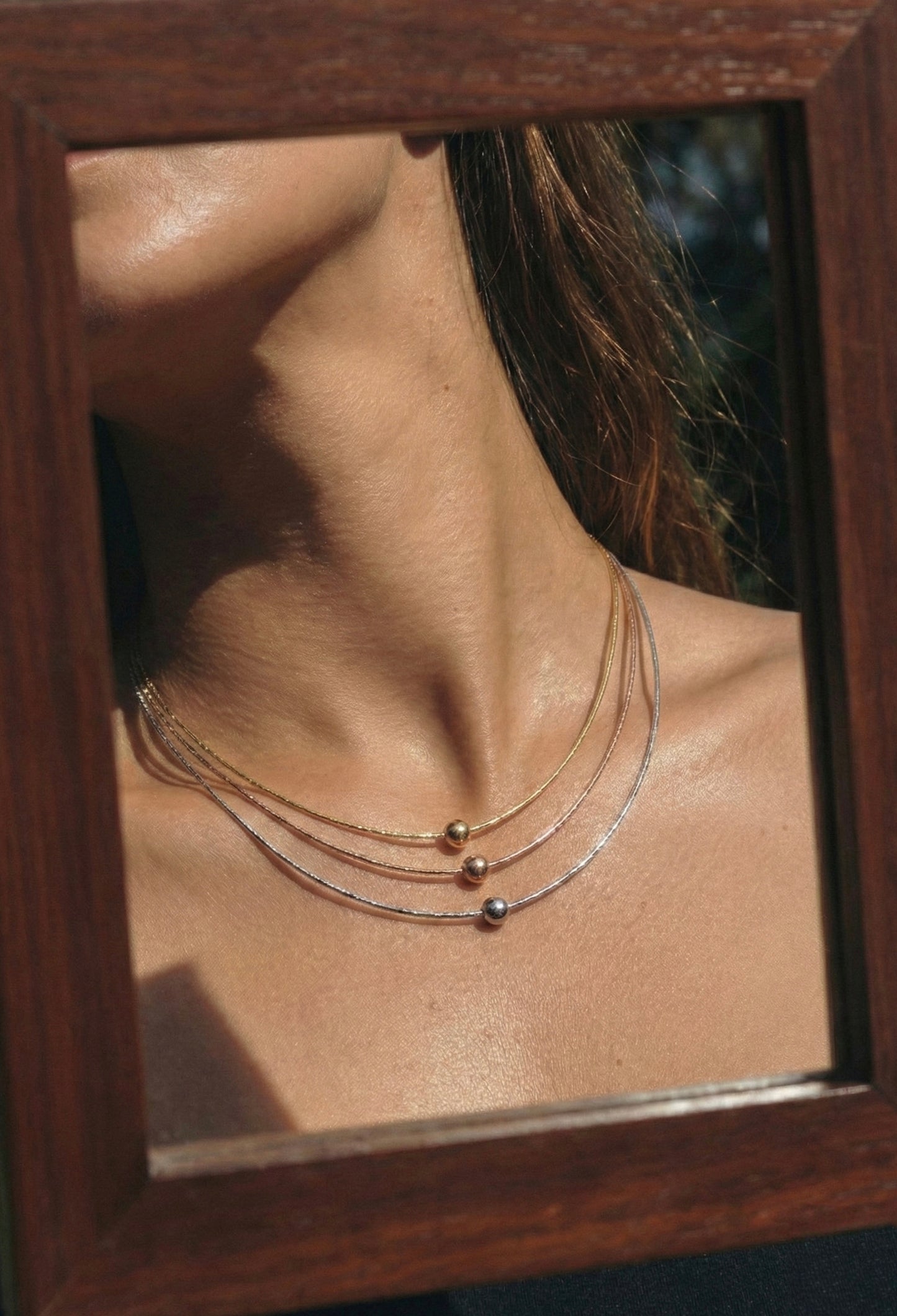 Minimalist Triple-Tone Beaded Choker Set