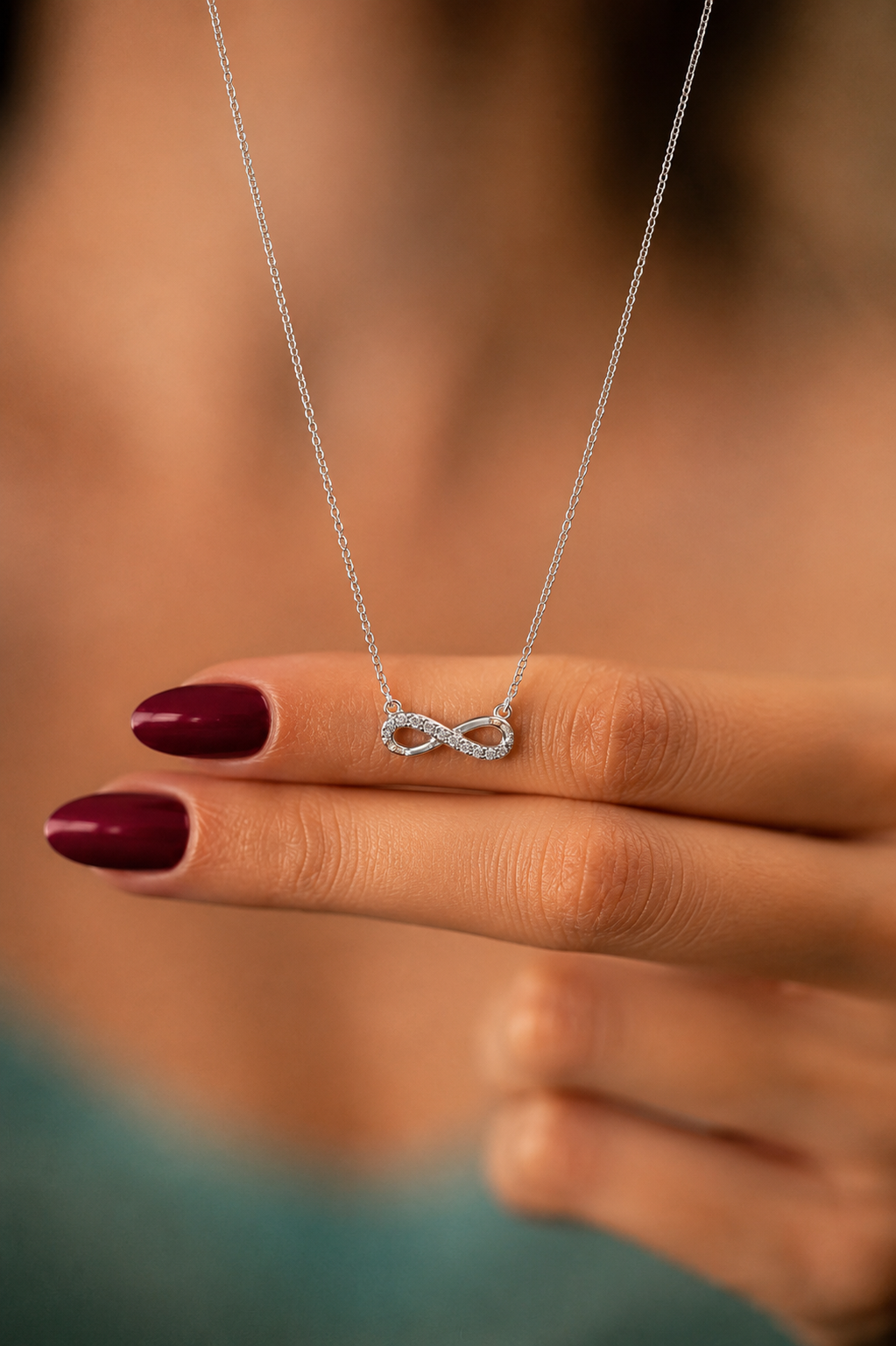 Elegant Infinity Pendant with Chain 925 Silver
