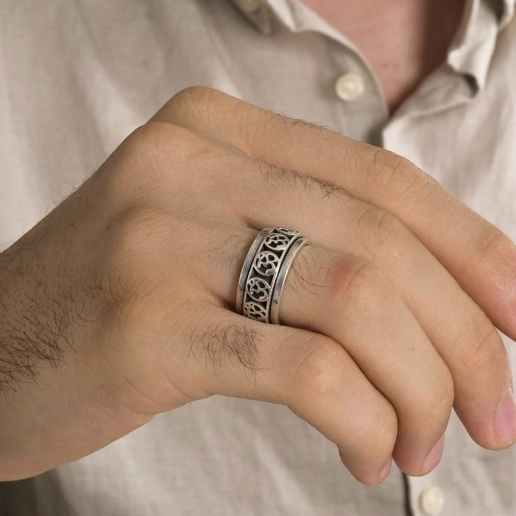 OM 925 Silver Spinner Ring For Men