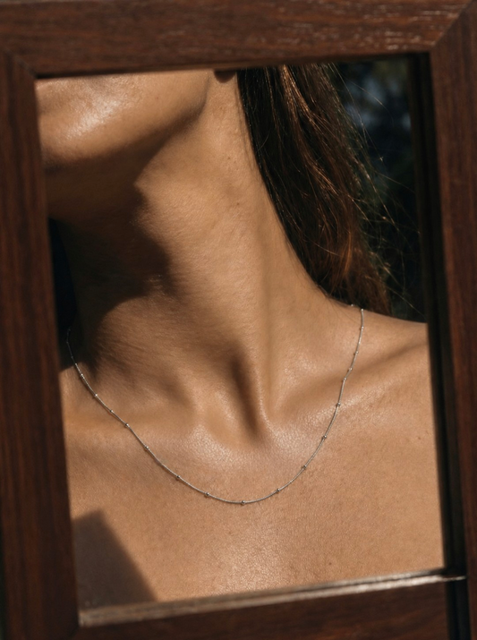 Trendy Beaded 925 Silver Chain