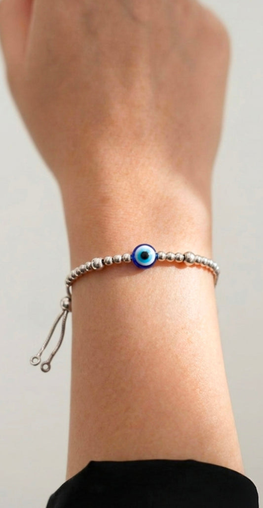 Evil Eye Adjustable Beaded Bracelet