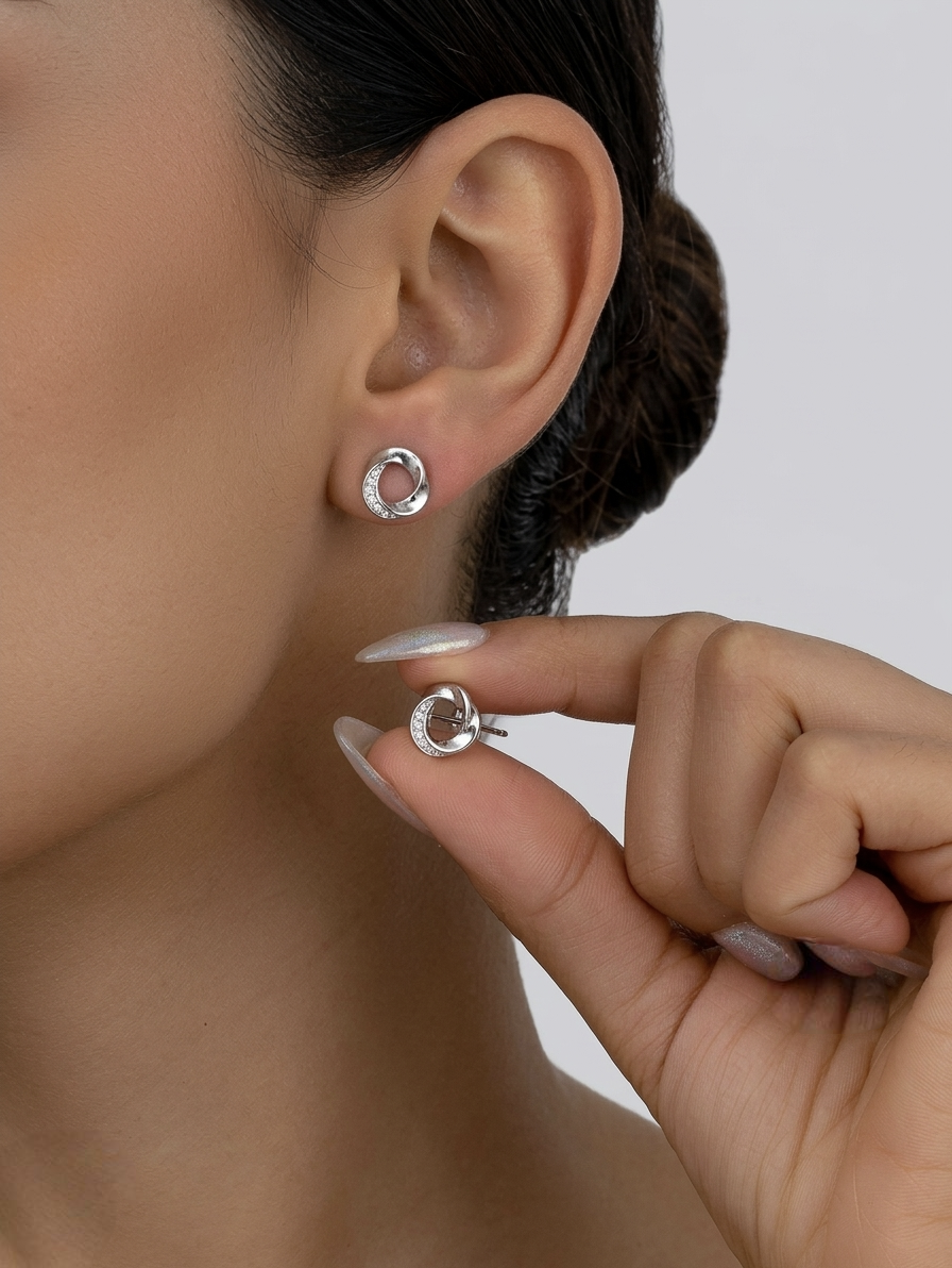 Fancy Twisted Circle 925 Studs