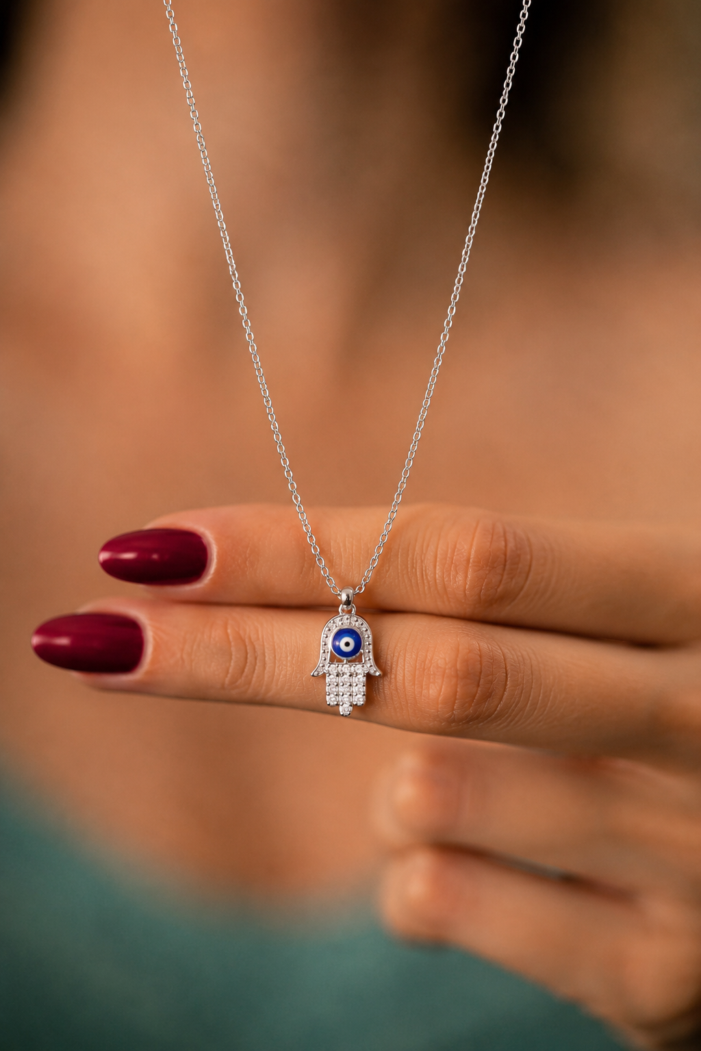 Evil Eye Pendant with Chain 925 Silver