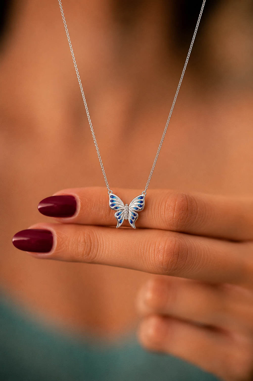 Stylish Butterfly Pendant with Chain 925 Silver