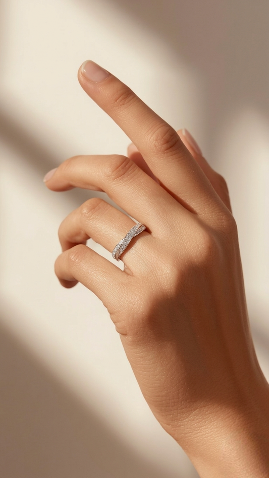 Fancy Criss Cross 925 Silver Ring for Women