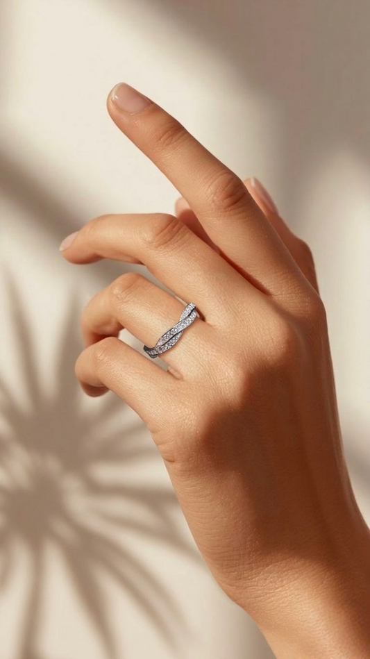 Twisted Cross 925 Silver Ring For Women